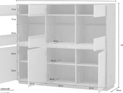 Home affaire Highboard »Sonora, moderner Schrank, Stauraumelement in Eiche Artisan, Kommode« filigrane Rahmenoptik, ausreichend Stauraum, vielseitig einsetzbar