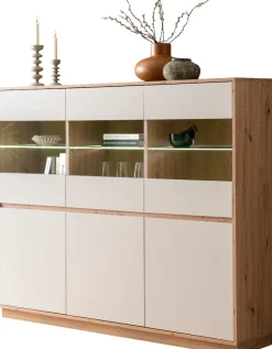 Home affaire Highboard »Sonora, moderner Schrank, Stauraumelement in Eiche Artisan, Kommode« filigrane Rahmenoptik, ausreichend Stauraum, vielseitig einsetzbar