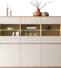 Home affaire Highboard »Sonora, moderner Schrank, Stauraumelement in Eiche Artisan, Kommode« filigrane Rahmenoptik, ausreichend Stauraum, vielseitig einsetzbar