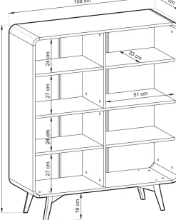 Home affaire Highboard »Torsby, moderner Schrank, Stauraumelement in Eiche Natur, 108 cm breit« abgerundete Ecken, ausreichend Stauraum, vielseitig einsetzbar