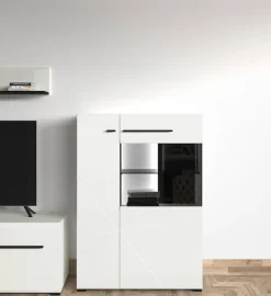 Home affaire Highboard »Trentino« Vitrine, Soft-Close-Funktion, Hochglanzfronten, Breite 87 cm