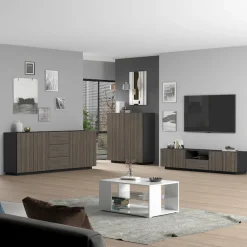 Home affaire Highboard »Vega,Highboard,Kommode,120 cm« mit 2 Türen,Fronten mitRillen-Optik