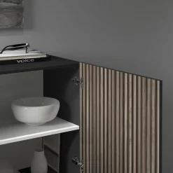 Home affaire Highboard »Vega,Highboard,Kommode,120 cm« mit 2 Türen,Fronten mitRillen-Optik