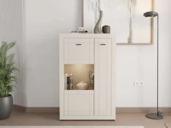 Home affaire Highboard »Warwick, Hochkommode, Vitrine, Glasvitrine, Kombi-Highboard« Modernes Highboard: Kaschmir-Dekor, 2 Türen, Heißfolienprägung