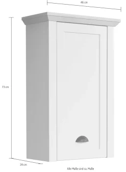 Home affaire Hängeschrank Badschrank mit Muschelgriff im Landhaus-Look - (B/T/H) 46/24/73 cm