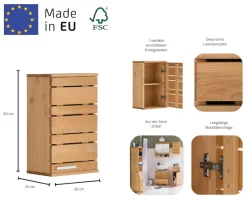 Home affaire Hängeschrank »JOSIE« Breite 30 cm, aus Massivholz, verstellbarer Einlegeboden, Metallgriff