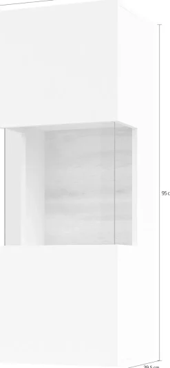 Home affaire Hängevitrine »Ava, Breite 36 cm, hängend montierbar« moderne grifflose Vitrine, Eckverglasung