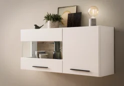 Home affaire Hängevitrine »Salerno Hängeschrank, Glasvitrine, Weiß mit Eiche Evoke Dekor, modern.« Metallgriffe, ausreichend Stauraum, vielseitig einsetzbar, 120cm breit