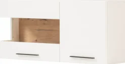 Home affaire Hängevitrine »Salerno Hängeschrank, Glasvitrine, Weiß mit Eiche Evoke Dekor, modern.« Metallgriffe, ausreichend Stauraum, vielseitig einsetzbar, 120cm breit