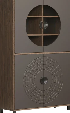 Home affaire Hochkommode »Fusion« 1 Stk. tlg. Vitrine mit besonderem Kreismuster - Hochzeitsschrank in Vintageoptik