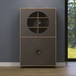 Home affaire Hochkommode »Fusion« 1 Stk. tlg. Vitrine mit besonderem Kreismuster - Hochzeitsschrank in Vintageoptik