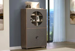 Home affaire Hochkommode »Fusion« 1 Stk. tlg. Vitrine mit besonderem Kreismuster - Hochzeitsschrank in Vintageoptik