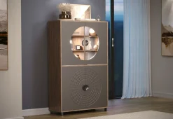 Home affaire Hochkommode »Fusion« 1 Stk. tlg. Vitrine mit besonderem Kreismuster - Hochzeitsschrank in Vintageoptik