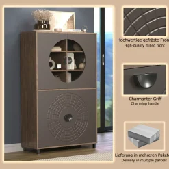 Home affaire Hochkommode »Fusion« 1 Stk. tlg. Vitrine mit besonderem Kreismuster - Hochzeitsschrank in Vintageoptik