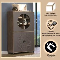 Home affaire Hochkommode »Fusion« 1 Stk. tlg. Vitrine mit besonderem Kreismuster - Hochzeitsschrank in Vintageoptik