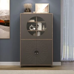 Home affaire Hochkommode »Fusion« 1 Stk. tlg. Vitrine mit besonderem Kreismuster - Hochzeitsschrank in Vintageoptik