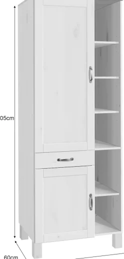 Home affaire Hochschrank »Alby« Breite 75 cm, 2 Türen, 1 Schubkasten, 6 offene Fächer