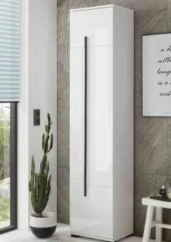 Home affaire Hochschrank »Cantara, Badschrank in Hochglanz Weiß, Hochschrank im modernen Design« mit schwarzen Griffen, ausreichend Stauraum
