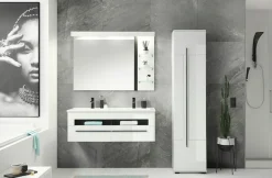 Home affaire Hochschrank »Cantara, Badschrank in Hochglanz Weiß, Hochschrank im modernen Design« mit schwarzen Griffen, ausreichend Stauraum