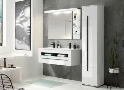 Home affaire Hochschrank »Cantara, Badschrank in Hochglanz Weiß, Hochschrank im modernen Design« mit schwarzen Griffen, ausreichend Stauraum