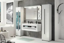 Home affaire Hochschrank »Cantara, Badschrank in Hochglanz Weiß, Hochschrank im modernen Design« mit schwarzen Griffen, ausreichend Stauraum