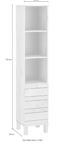 Home affaire Hochschrank »JOSIE« Breite 30 cm, aus Massivholz, verstellbare Einlegeböden, Metallgriffe