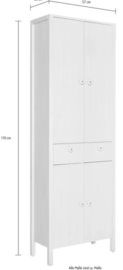 Home affaire Hochschrank »Tina« Badmöbel,Schrank, Breite 57 cm, Massivholz