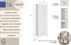Home affaire Hochschrank »Tina« Badmöbel,Schrank, Breite 57 cm, Massivholz