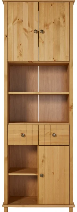 Home affaire Hochschrank »Vili« Badezimmerschrank, Höhe 175 cm, 2 Schubladen, 3 Türen, aus Massivholz