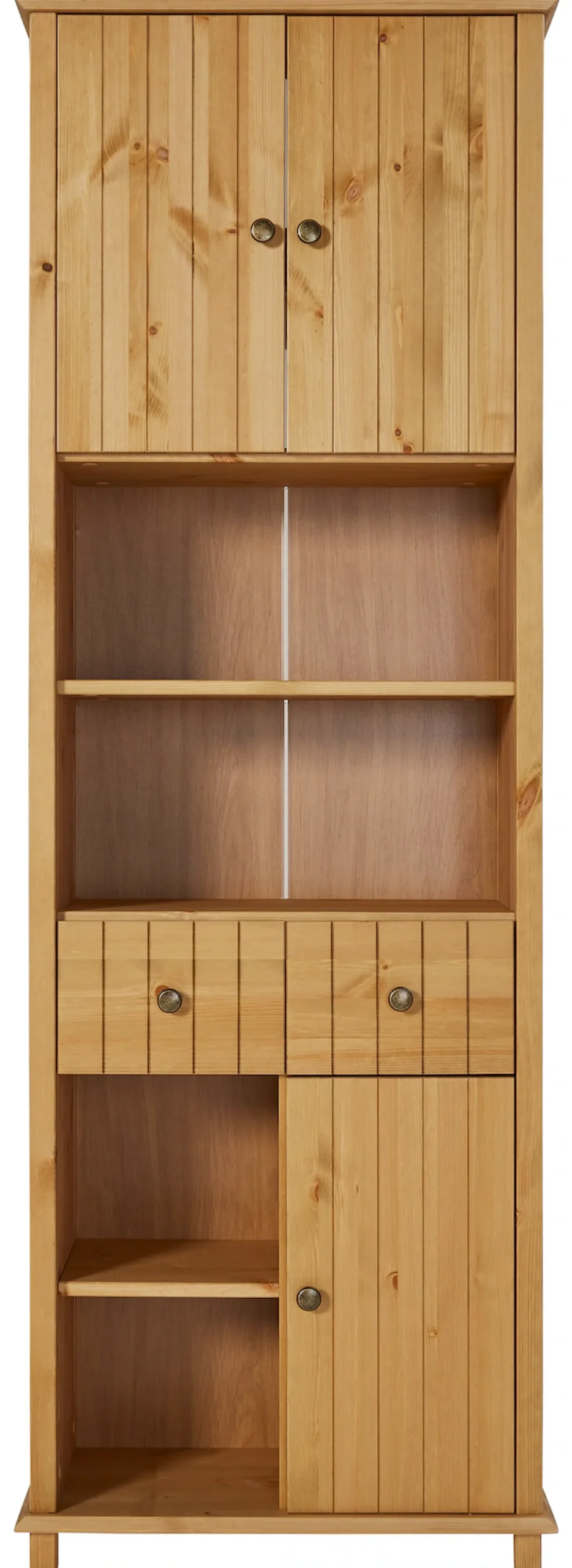 Home affaire Hochschrank »Vili« Badezimmerschrank, Höhe 175 cm, 2 Schubladen, 3 Türen, aus Massivholz