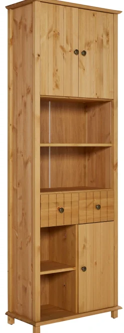 Home affaire Hochschrank »Vili« Badezimmerschrank, Höhe 175 cm, 2 Schubladen, 3 Türen, aus Massivholz
