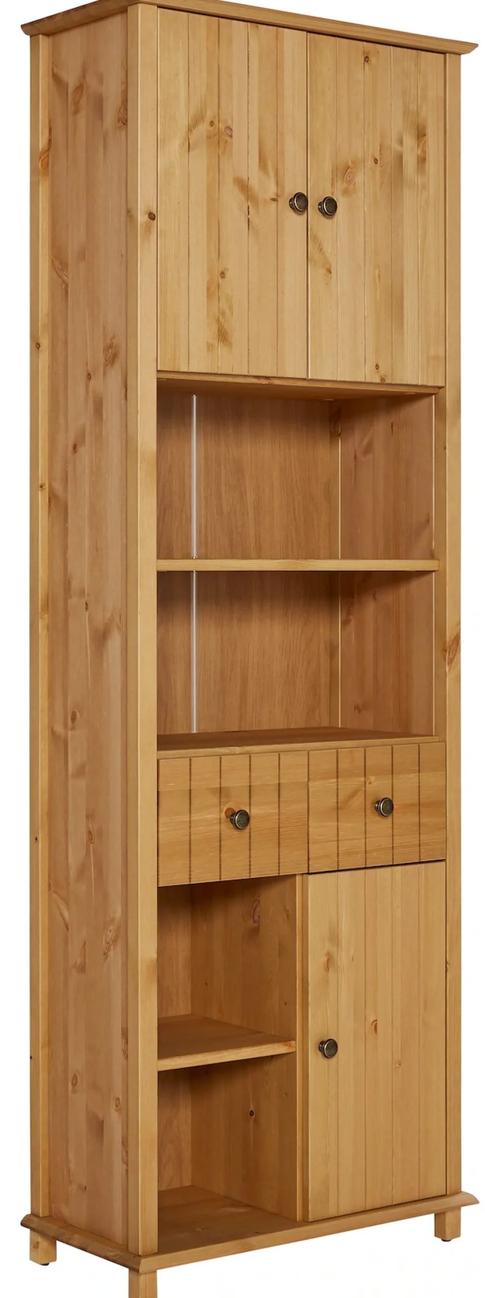 Home affaire Hochschrank »Vili« Badezimmerschrank, Höhe 175 cm, 2 Schubladen, 3 Türen, aus Massivholz
