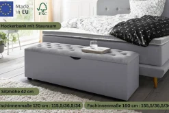 Home affaire Hockerbank »Knobbed« Hockerbank mit Stauraum, Breite 120 cm und 160 cm
