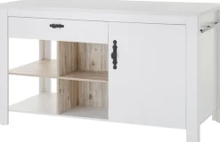 Home affaire Kücheninsel »Florenz, Küchenblock in Pinie Weiß, Kochinsel, Küchenarbeitsblock« Breite 161 cm, mit verschnörkeltem Metallgriff, Arbeitshöhe 92 cm