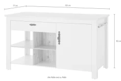 Home affaire Kücheninsel »Florenz, Küchenblock in Pinie Weiß, Kochinsel, Küchenarbeitsblock« Breite 161 cm, mit verschnörkeltem Metallgriff, Arbeitshöhe 92 cm