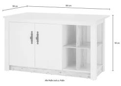 Home affaire Kücheninsel »Florenz, Küchenblock in Pinie Weiß, Kochinsel, Küchenarbeitsblock« Breite 161 cm, mit verschnörkeltem Metallgriff, Arbeitshöhe 92 cm