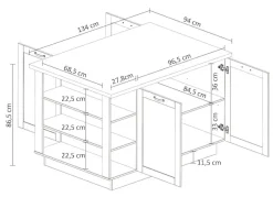 Home affaire Kücheninsel »Teramo« Breite 130 cm,4 Türen, 3 offene Fächer