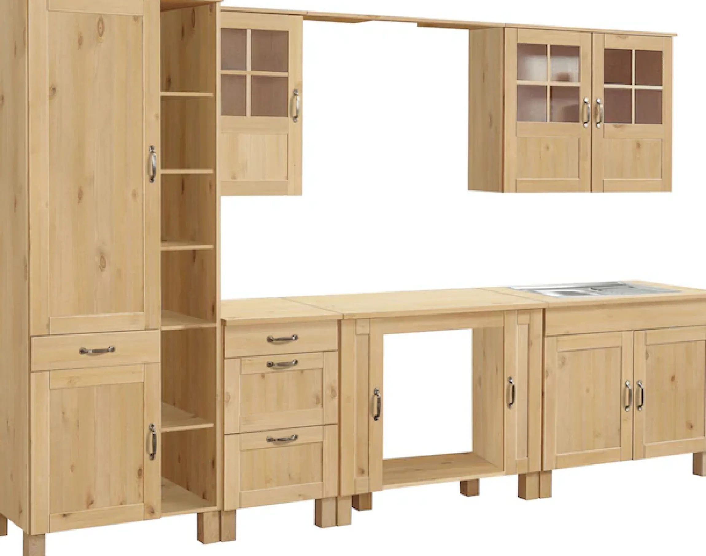 Home affaire Küchenzeile »Alby« Breite 325 cm, aus Kiefer massiv, ohne E-Geräte