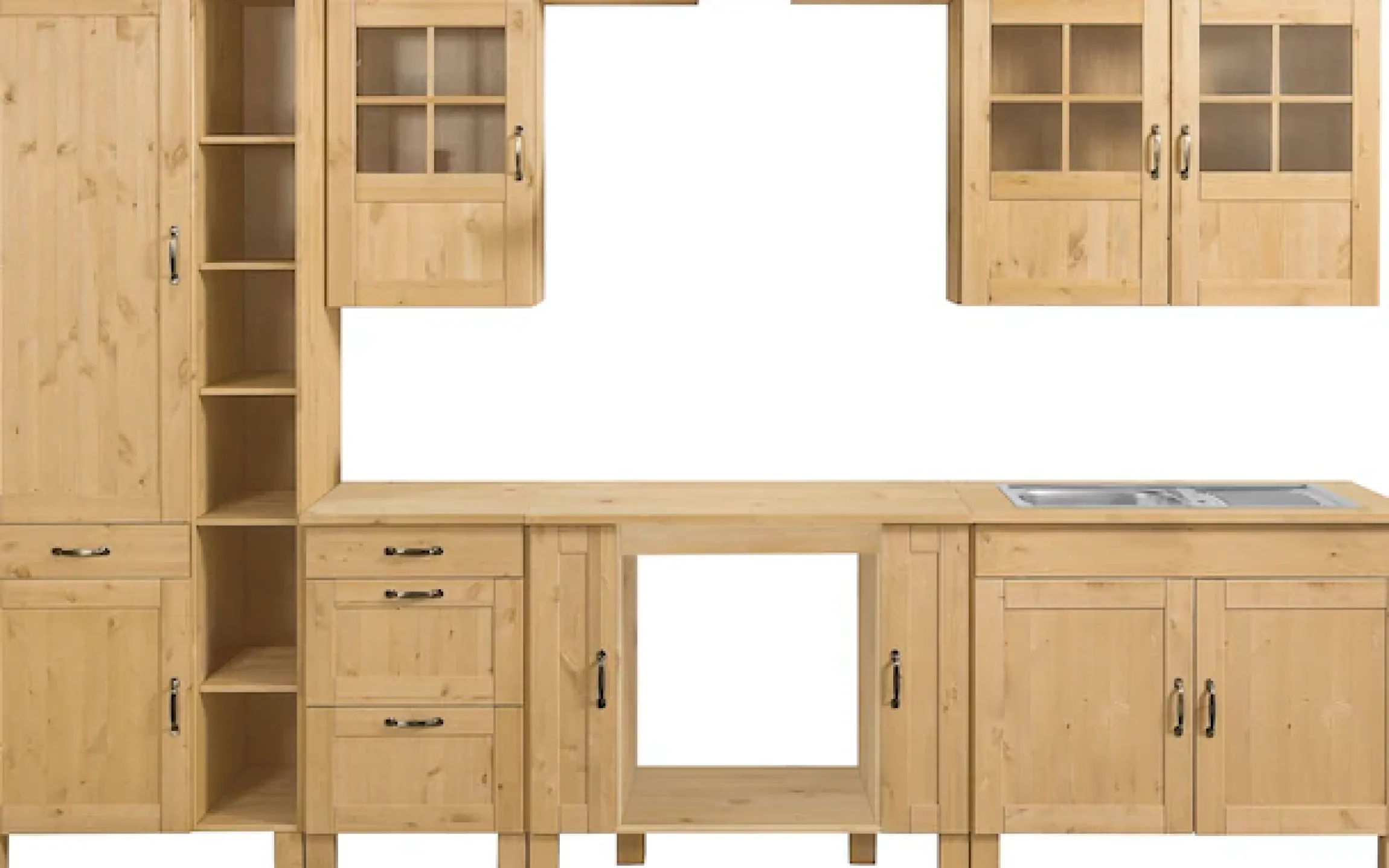 Home affaire Küchenzeile »Alby« Breite 325 cm, aus Kiefer massiv, ohne E-Geräte