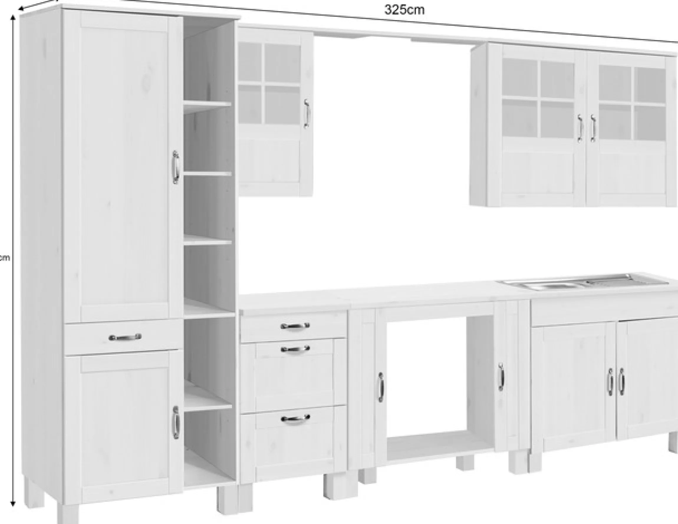 Home affaire Küchenzeile »Alby« Breite 325 cm, aus Kiefer massiv, ohne E-Geräte