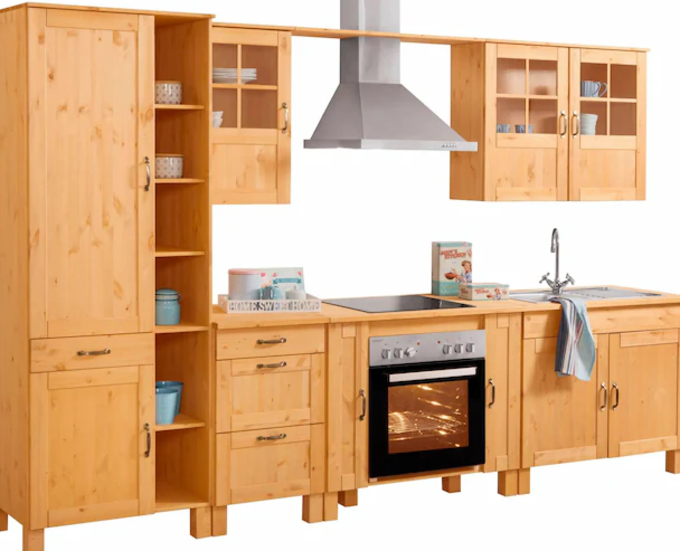 Home affaire Küchenzeile »Alby« Breite 325 cm, aus Kiefer massiv, ohne E-Geräte