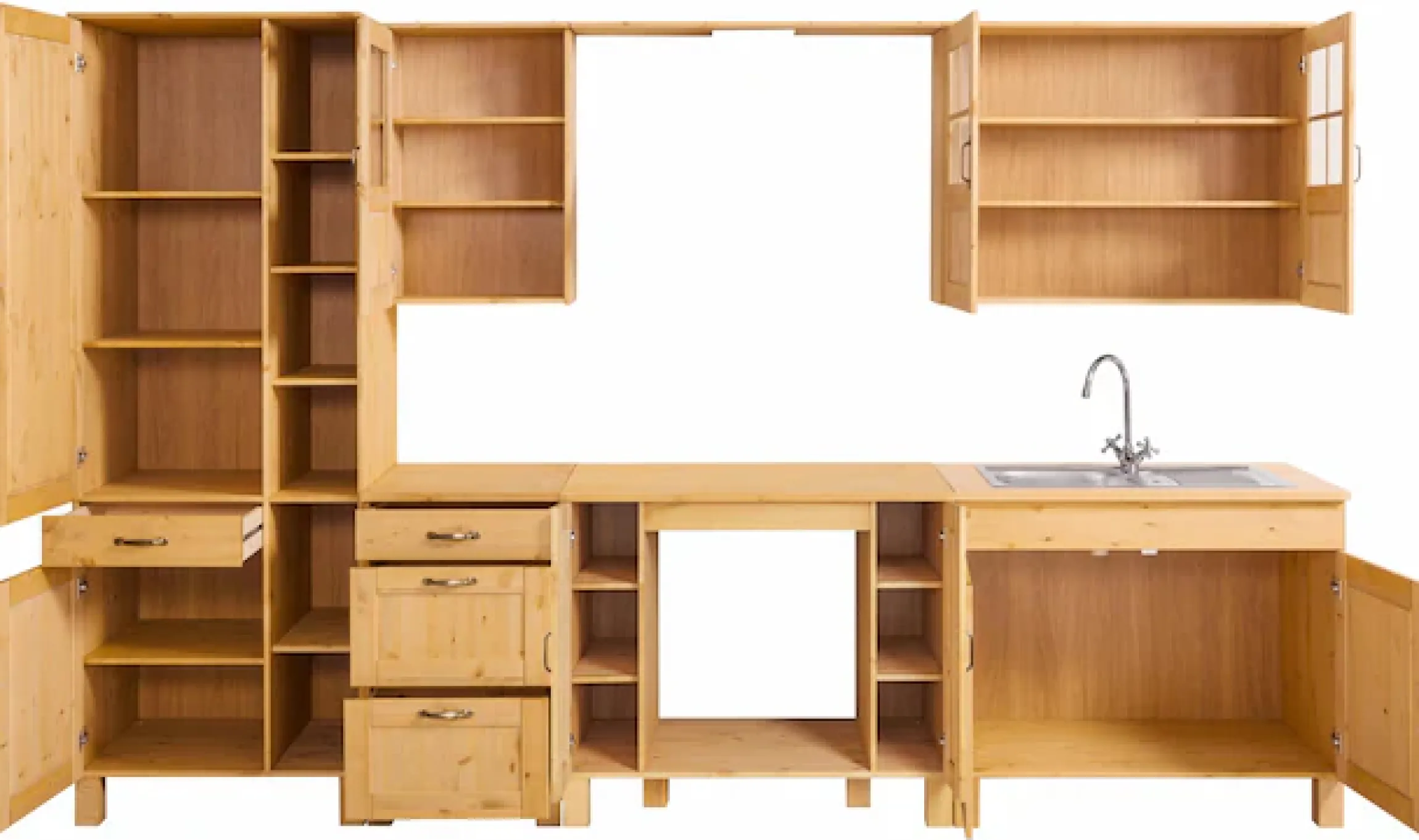 Home affaire Küchenzeile »Alby« Breite 325 cm, aus Kiefer massiv, ohne E-Geräte