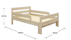 Home affaire Kinderbett »Wenke,ausziehbar von 140 bis 200 cm, FSC®« 90cm Breite, 140-200cm Liegefläche,massive Kiefer, mit Lattenrost, zeitlose Optik,Rausfallschutz
