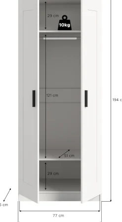 Home affaire Kleiderschrank »Farmsen, Schlafzimmerschrank, Garderobe, Schrank« in verschiedenen Größen und Ausführungen erhältlich,Kleiderschrank, Schlafzimmer, Garderobenschrank, Flur