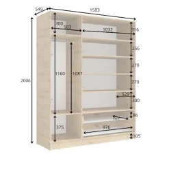 Home affaire Kleiderschrank »LAREDO Wäscheschrank komplette Innenausstattung, Maße 158,3/200,5/55cm« Garderobe mit offenem Fach, 3 Türen und 2 Schubladen, FSC