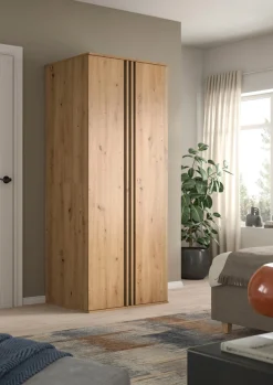 Home affaire Kleiderschrank »ALVA, Breite 80 cm, mit griffloser Front in Paneeloptik, Schrank« Schlafzimmerschrank in weiteren Ausführungen erhältlich,2 Türen, 1 Kleiderstange, 1 Einlegeboden