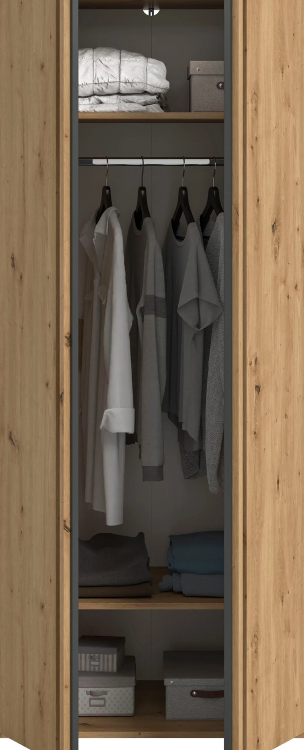 Home affaire Kleiderschrank »ALVA, Breite 80 cm, mit griffloser Front in Paneeloptik, Schrank« Schlafzimmerschrank in weiteren Ausführungen erhältlich,2 Türen, 1 Kleiderstange, 1 Einlegeboden
