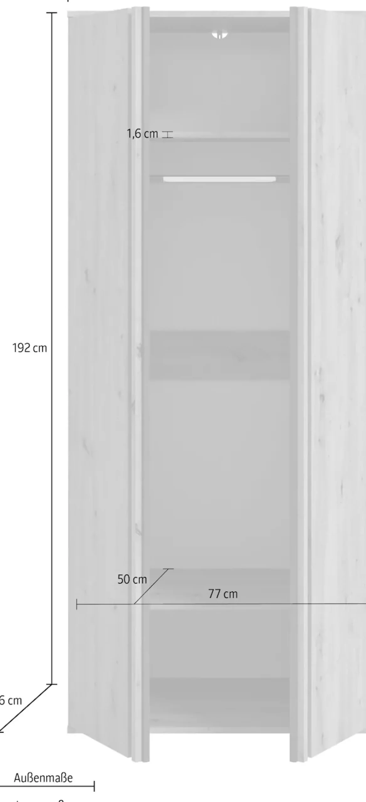 Home affaire Kleiderschrank »ALVA, Breite 80 cm, mit griffloser Front in Paneeloptik, Schrank« Schlafzimmerschrank in weiteren Ausführungen erhältlich,2 Türen, 1 Kleiderstange, 1 Einlegeboden