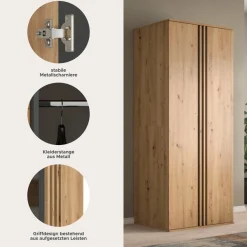 Home affaire Kleiderschrank »ALVA, Breite 80 cm, mit griffloser Front in Paneeloptik, Schrank« Schlafzimmerschrank in weiteren Ausführungen erhältlich,2 Türen, 1 Kleiderstange, 1 Einlegeboden