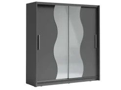 Home affaire Kleiderschrank »JULIETTA Schiebetürenschrank mit 10 Fächer, Kleiderstange und Spiegel« Garderobe mit 2 Schwebetüren und Spiegel, Maße B/T/H: 205/63/215 cm
